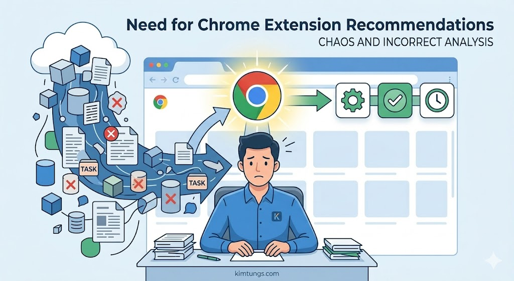 업무 과부하로 스트레스받는 직장인과 해결책인 크롬 로고 - 크롬 확장프로그램 추천 필요성