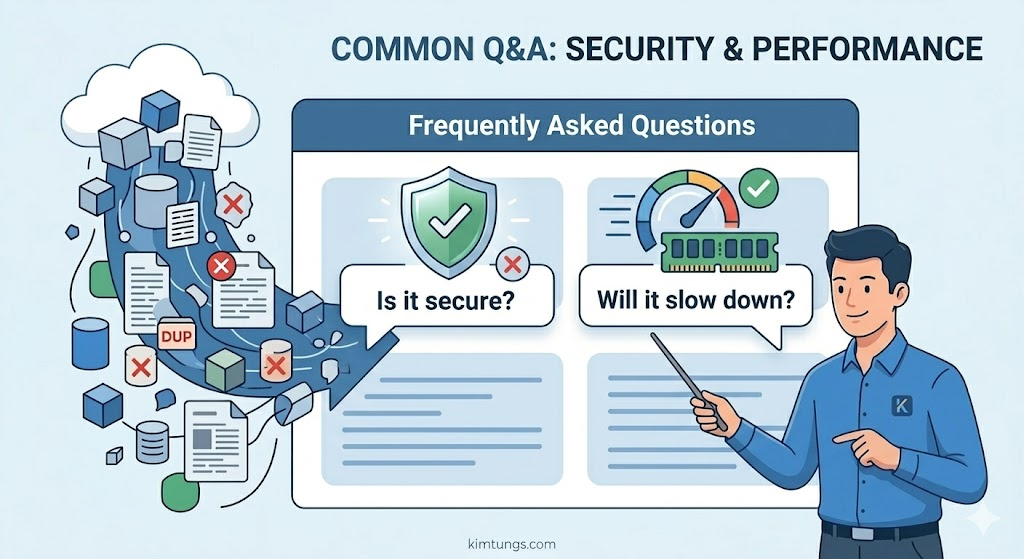 보안 및 성능에 대한 사용자의 궁금증을 시각화한 Q&A 세션 - 크롬 확장프로그램 추천 자주 묻는 질문