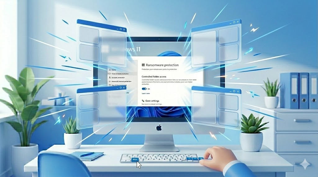 윈도우 11 단축키를 활용하여 스냅 레이아웃으로 창을 초고속으로 배치하는 사무실 직원