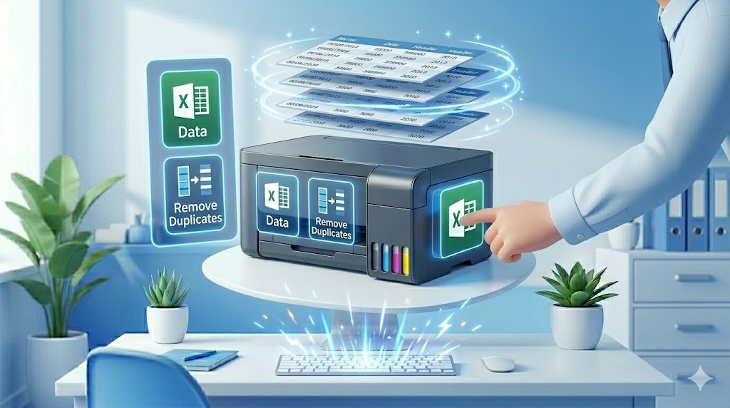 엑셀 중복 데이터 제거 기능을 활용하여 대량의 데이터를 초고속으로 정리하는 사무실 직원