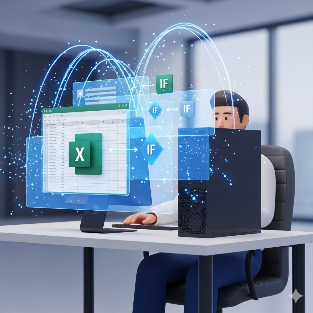 엑셀 IF 조건문 함수를 활용하여 데이터를 초고속으로 분류하고 자동화하는 사무실 직원